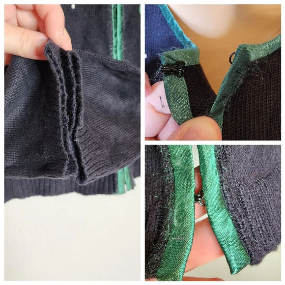 Talbots Christmas Tree Embellished Embroidered Knit Sweater Cardigan Size LP VTG - Picture 7 of 16